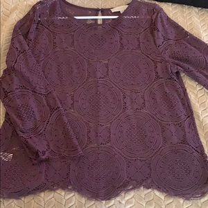 Ann Taylor Loft lace purple blouse